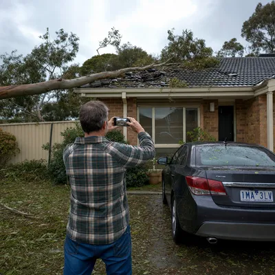 Photographing storm damage for an insurance claim in Townsville